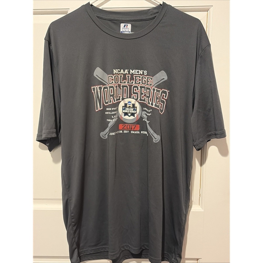 Russell Mens 2017 College World Series Baseball Short‎ Sleeve Dry Fit Shirt XL